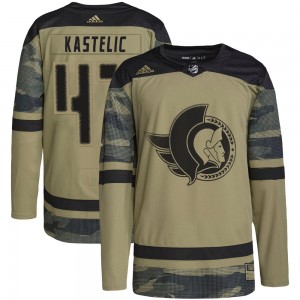 Men's Adidas Ottawa Senators Mark Kastelic Camo Military Appreciation Practice Jersey - Authentic