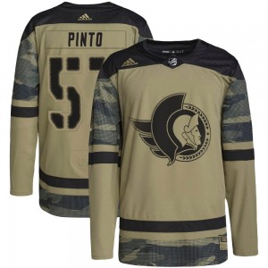 Men's Adidas Ottawa Senators Shane Pinto Camo Military Appreciation Practice Jersey - Authentic