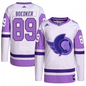 Youth Adidas Ottawa Senators Mikkel Boedker White/Purple Hockey Fights Cancer Primegreen Jersey - Authentic
