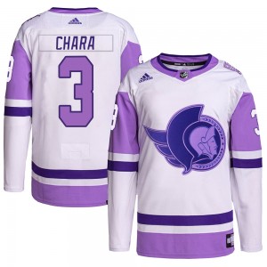 Youth Adidas Ottawa Senators Zdeno Chara White/Purple Hockey Fights Cancer Primegreen Jersey - Authentic