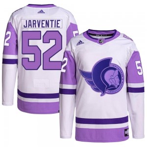 Youth Adidas Ottawa Senators Roby Jarventie White/Purple Hockey Fights Cancer Primegreen Jersey - Authentic