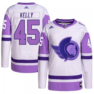 Youth Adidas Ottawa Senators Parker Kelly White/Purple Hockey Fights Cancer Primegreen Jersey - Authentic