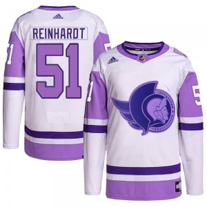 Youth Adidas Ottawa Senators Cole Reinhardt White/Purple Hockey Fights Cancer Primegreen Jersey - Authentic