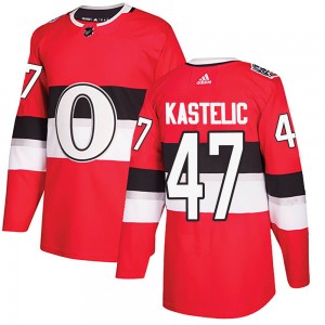 Youth Adidas Ottawa Senators Mark Kastelic Red 2017 100 Classic Jersey - Authentic