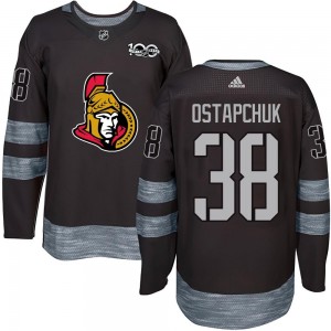 Men's Ottawa Senators Zack Ostapchuk Black 1917-2017 100th Anniversary Jersey - Authentic