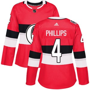 Women's Adidas Ottawa Senators Chris Phillips Red 2017 100 Classic Jersey - Authentic